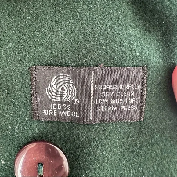 Casual Corner 100% Wool Dark Green Trench Over Coat - Picture 10 of 13